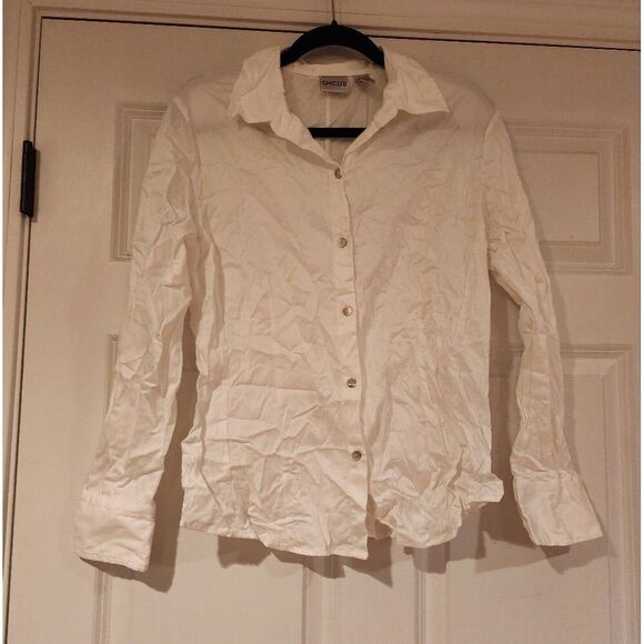 Chico's white long sleeve button up blouse - Picture 1 of 4
